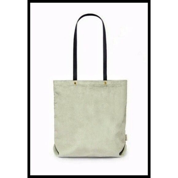 FEED Projects Tote Bag Mint Green Corduroy Black Leather Straps 25 Meals - Picture 7 of 7